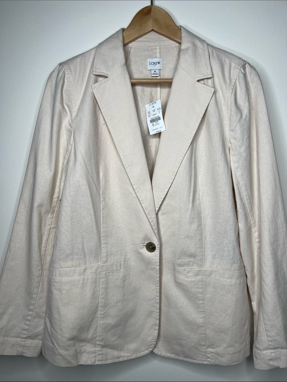 J. Crew Factory Unlined Cream Single-Button Blazer Size 6